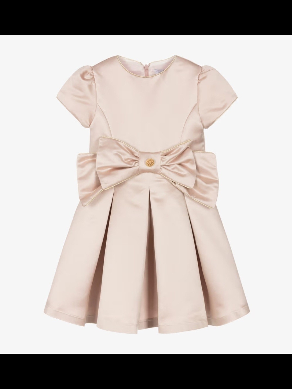Girls Satin Party Dress with Bow - Blush Pink